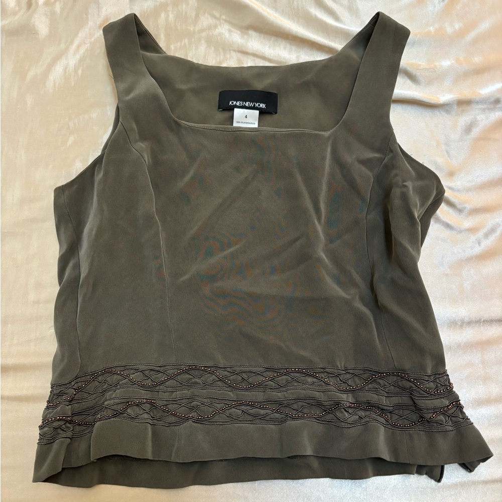 Suede green top with beaded details